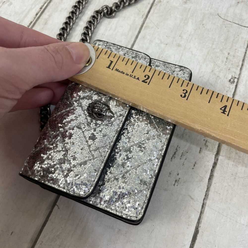 Kurt Geiger London Silver Quilted Micro Crossbody Purse In Box - Picture 8 of 11